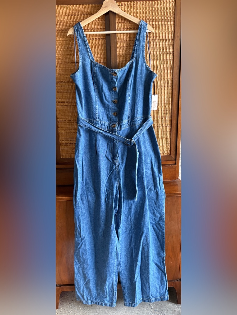 Sincerely Jules Blue Denim Belted Jumpsuit